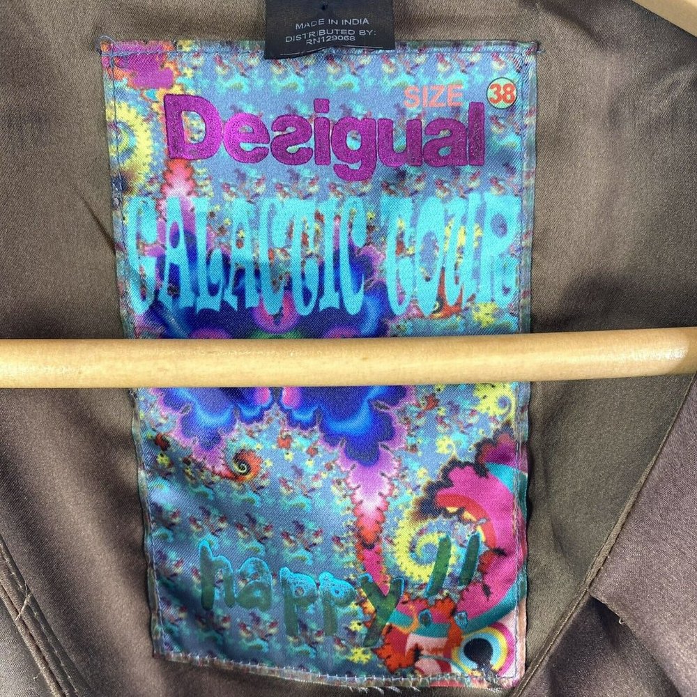 Desigual Galactic Tour Dress Satin Beaded Embroidered Size 38 US Small 6 - Picture 2 of 5